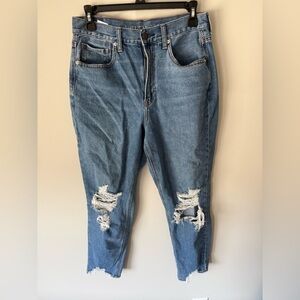 American Eagle Outfitters Ripped Blue Ankle Jeans